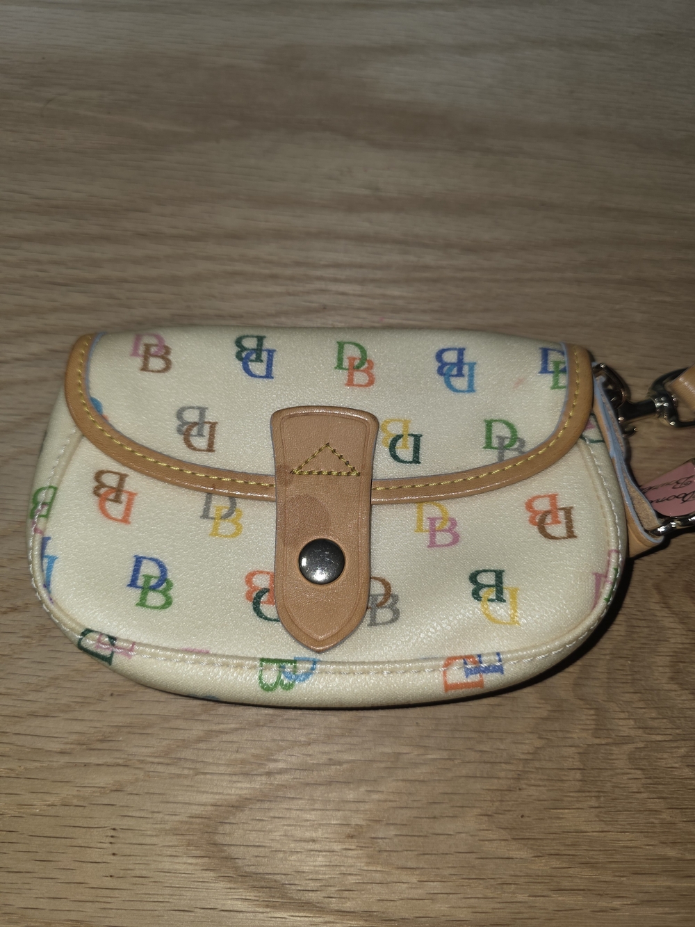 Dooney & Bourke Cream Multicolor DB Logo Wristlet